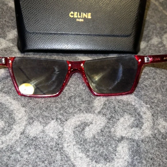 Celine vibrant red❤️🔥 Square Mirrored Sunglasses w/ Tags - Picture 6 of 8